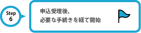 Step6 申込受理後、必要な手続きを経て開始